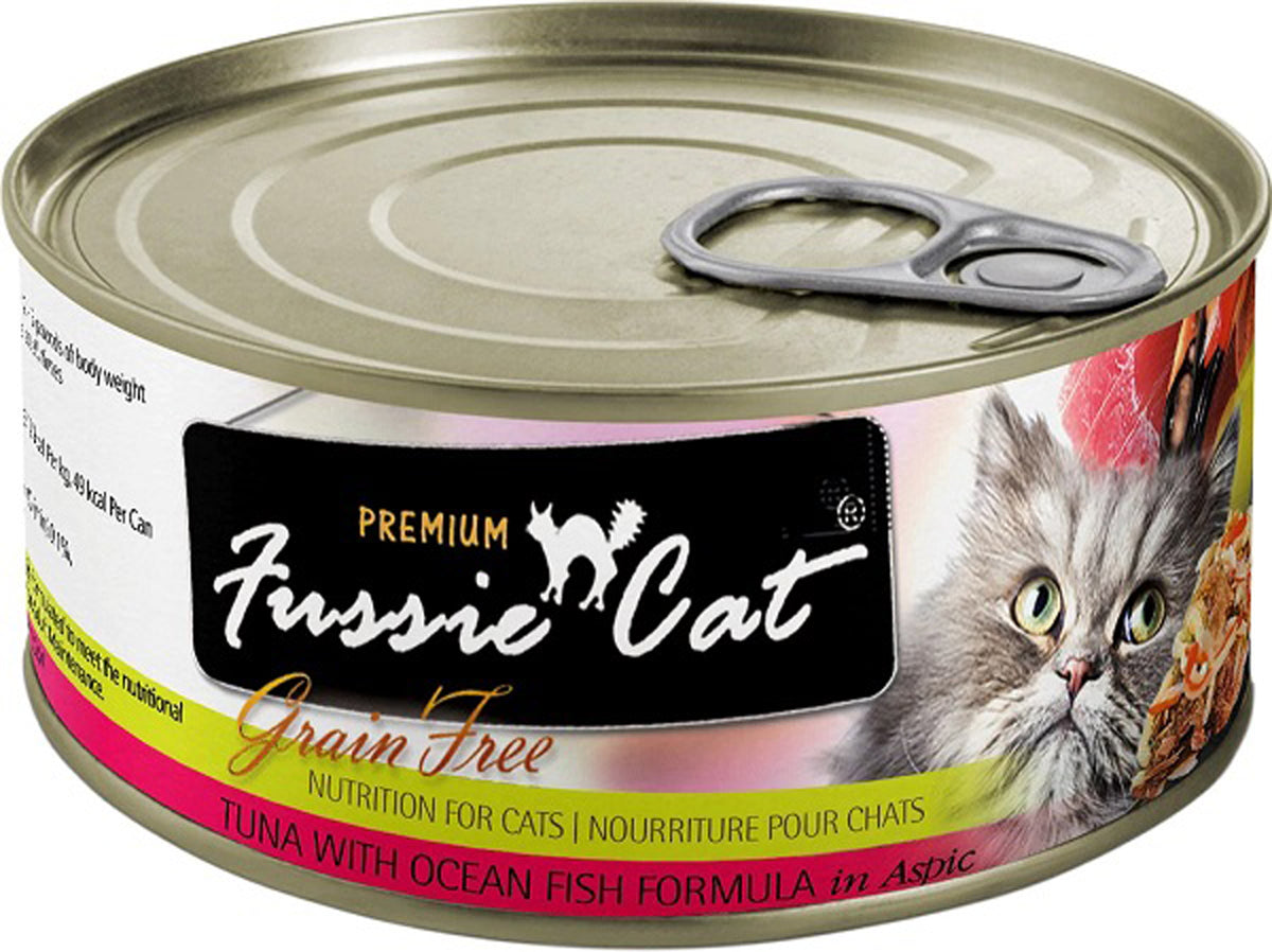 Fussie Cat Premium Tuna with Ocean Fish Canned Cat Food, 2.8 oz.