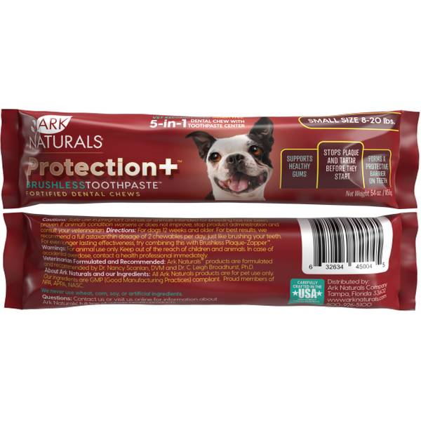 Ark Naturals Protection+ Brushless Toothpaste Fortified Dental Chew For Small Dogs Upto 8-20 lbs., 0.5 oz