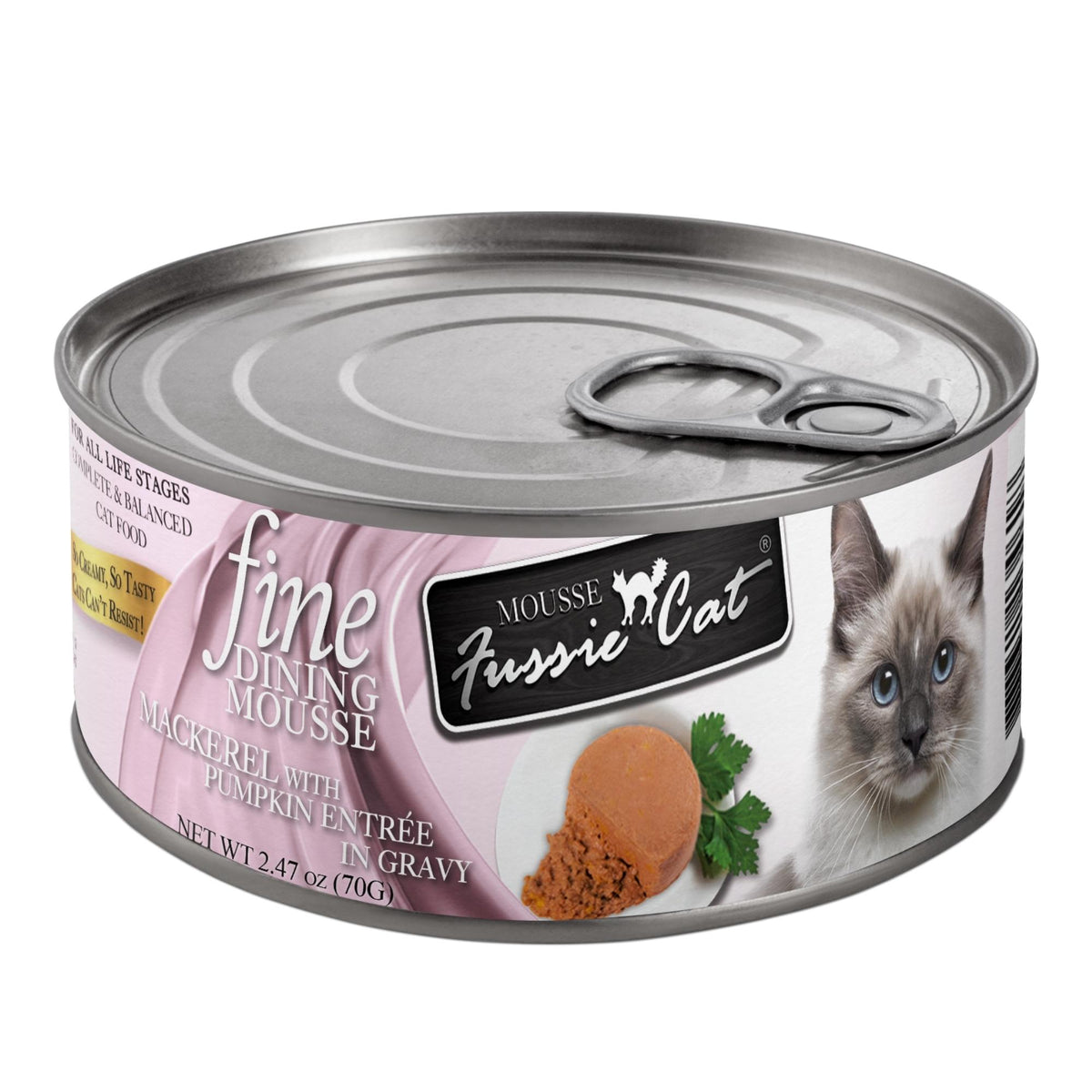 Fussie Cat Mousse Mackerel with Pumpkin Canned Cat Food, 2.5 oz.