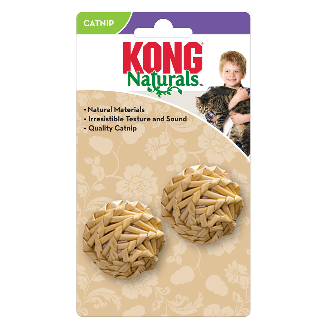 Kong Catnip Straw Ball Cat Toy, 2 Balls