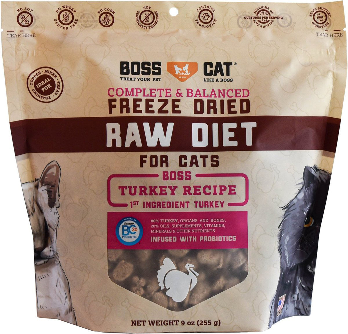 Boss Dog Freeze Dried Turkey Cat Treats, 9 oz Bag