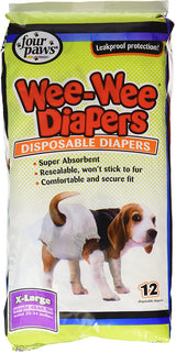Four Paws Wee-Wee Small Disposable Dog & Cat Diapers, 12 Count