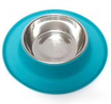 Messy Mutts Silicone Feeder with Stainless Steel Bowl Blue, 1.5 Cups