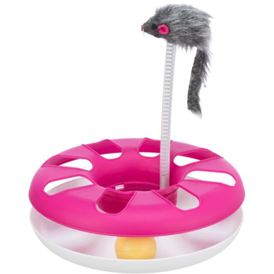 Trixie Crazy Circle Cat Activity Toy with Plush Mouse, Pink