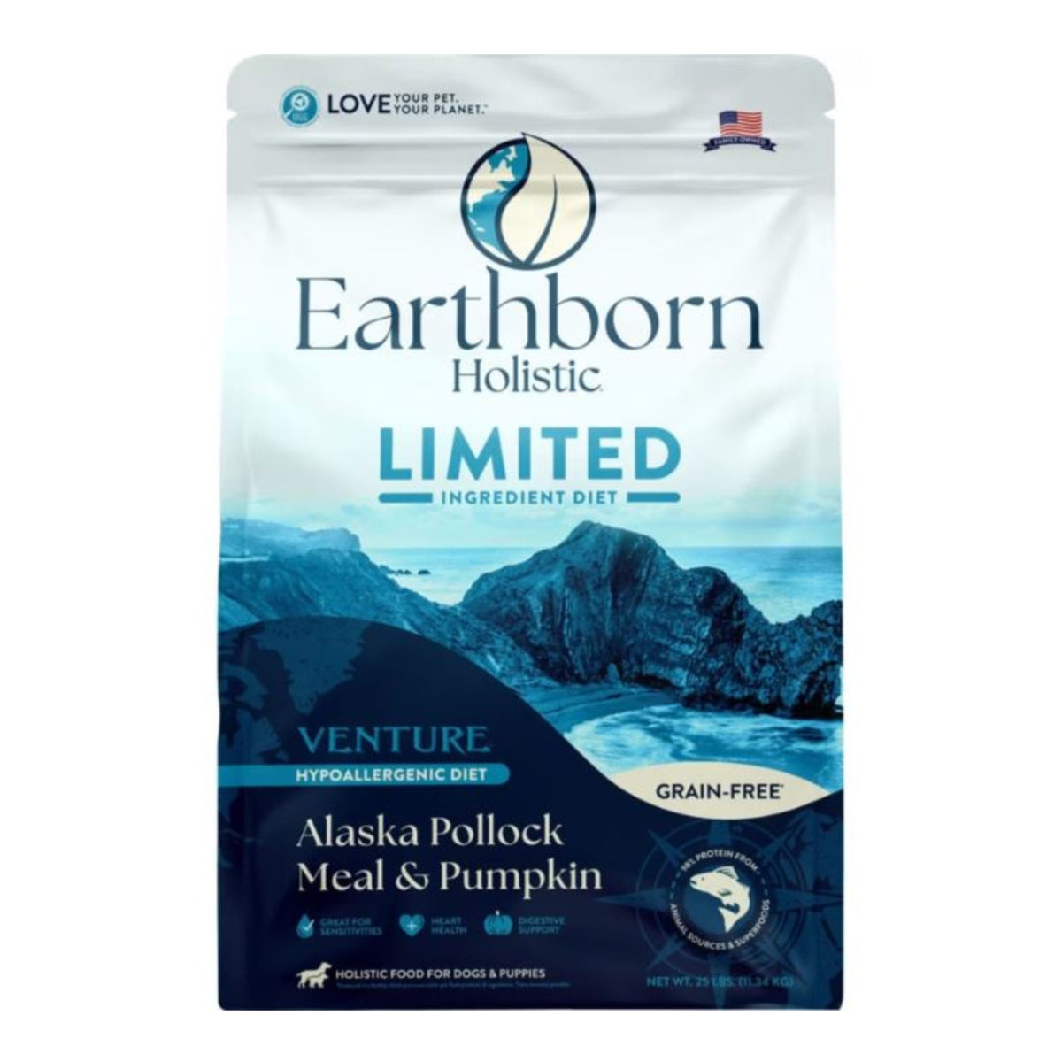 Earthborn Holistic Venture Alaska Pollock Meal & Pumpkin Dry Dog Food, 25 lbs.