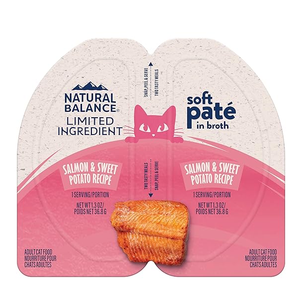Natural Balance Limited Ingredient Salmon & Sweet Potato Pate in Broth Wet Cat Food, 2.6 oz.