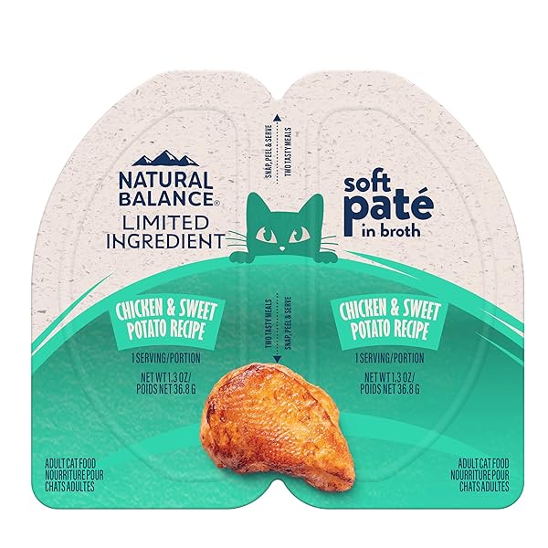 Natural Balance Limited Ingredient Chicken & Sweet Potato Pate in Broth Wet Cat Food, 2.6 oz.