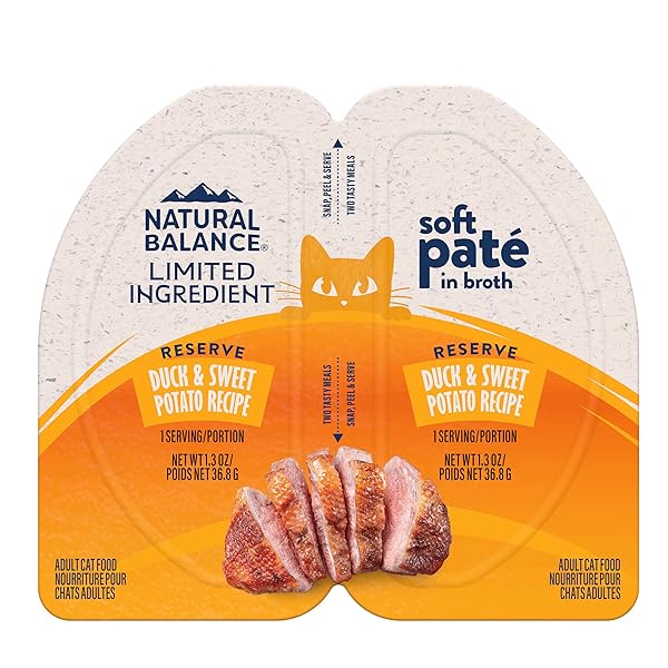 Natural Balance Limited Ingredient Reserve Duck & Sweet Potato Pate in Broth Wet Cat Food, 2.6 oz.