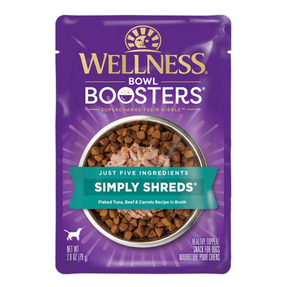 Wellness Bowl Boosters Simply Shreds Tuna, Beef & Carrots Wet Dog Food, 2.8 oz.