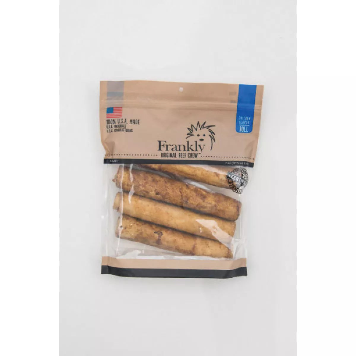 Frankly Chicken Flavor Beef Chew Dog Retriever Rolls Pack Of 4 100% U.S.A Made