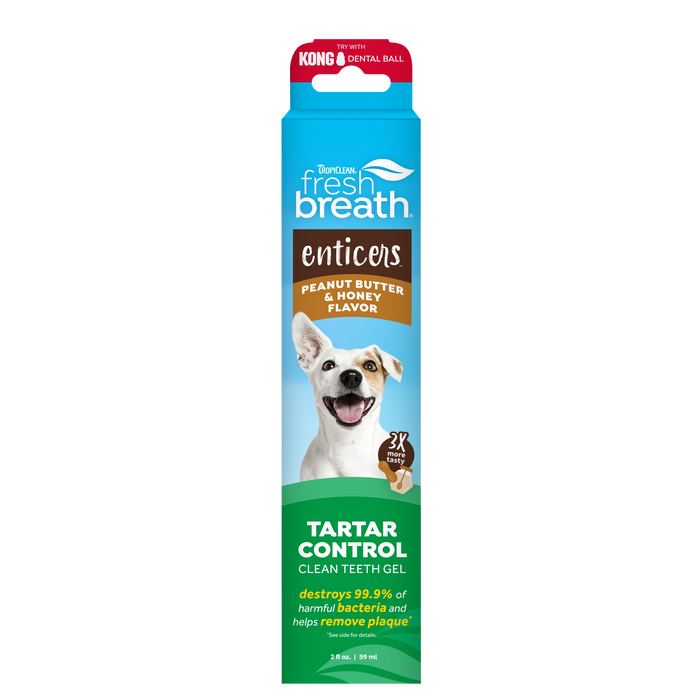 TropiClean Fresh Breath Enticers Peanut Butter & Honey Teeth Gel for Dogs, 2 oz.