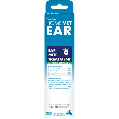 TropiClean HomeVet Ear Mite Treatment for Dogs & Cats, 2 oz.