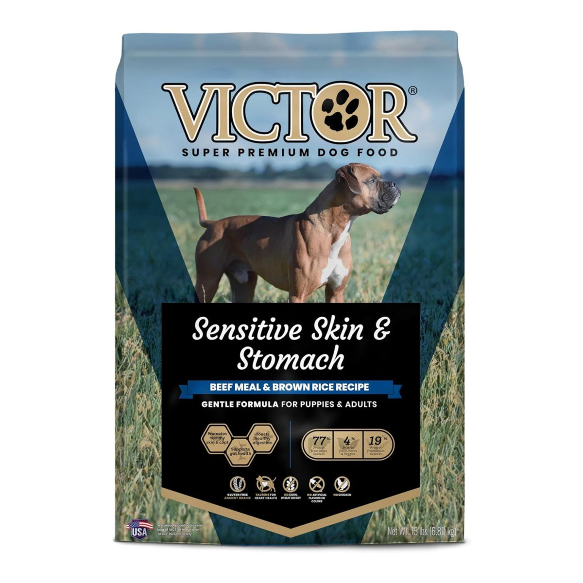 Victor Super Premium Dog Food Sensitive Skin & Stomach Beef & Brown Rice 15 lb