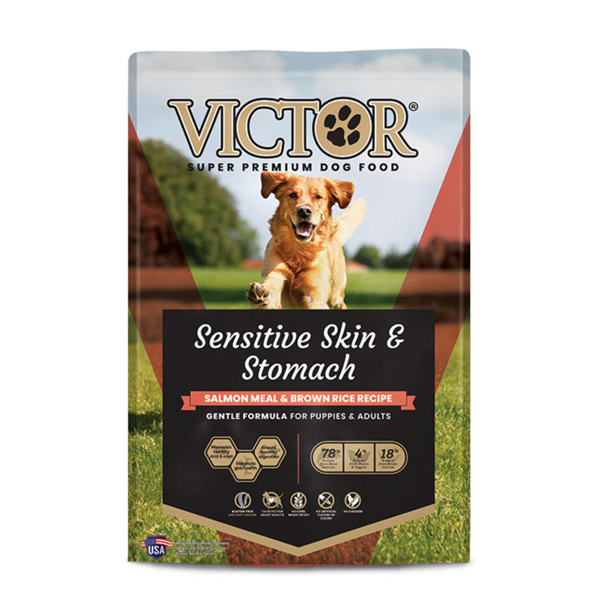 Victor - Sensitive Skin And Stomach, Salmon Meal And Brown Rice Recipe, Dry Dog Food, 5-Lb Bag