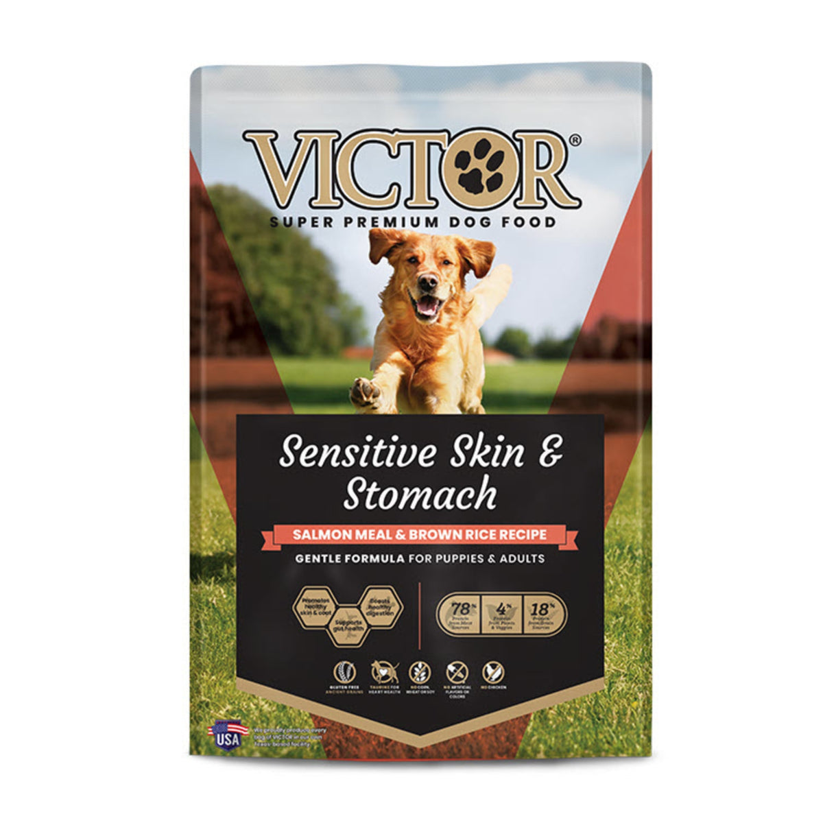 Victor - Sensitive Skin And Stomach, Salmon Meal And Brown Rice Recipe, Dry Dog Food, 15-Lb Bag