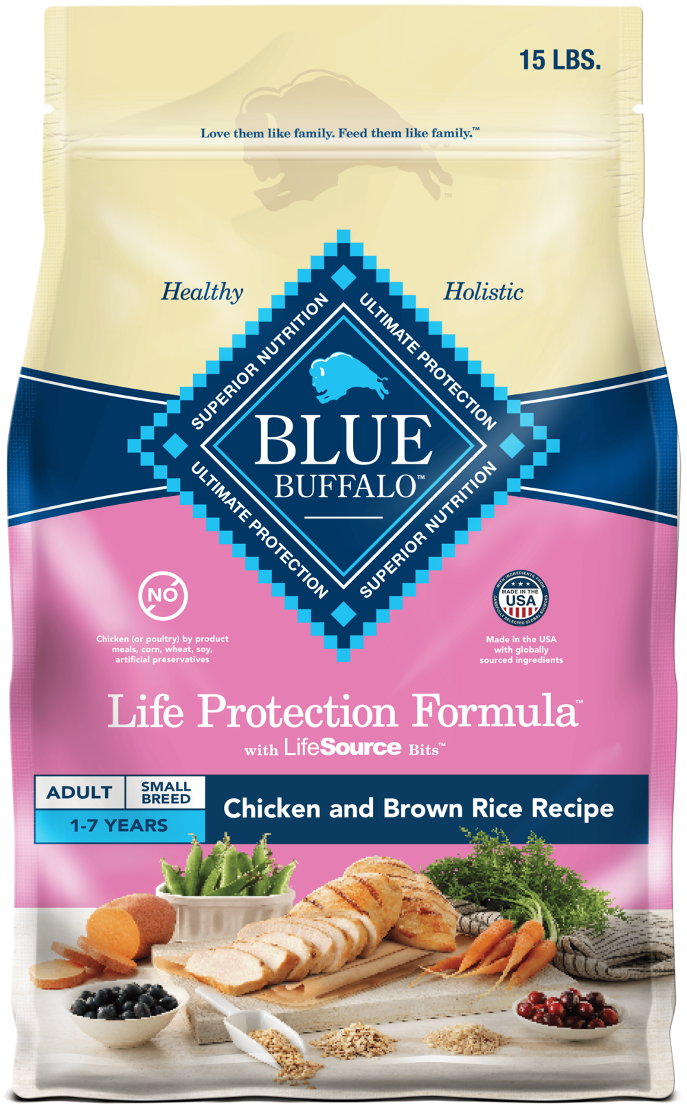 Blue Buffalo Small Breed Chicken & Rice Dry Dog Food, 15 lbs.