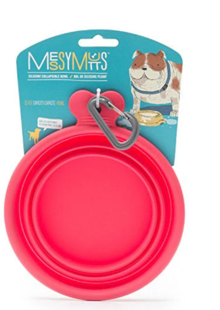 Messy Mutts Red Collapsible Silicone Dog Bowl, 3 Cups