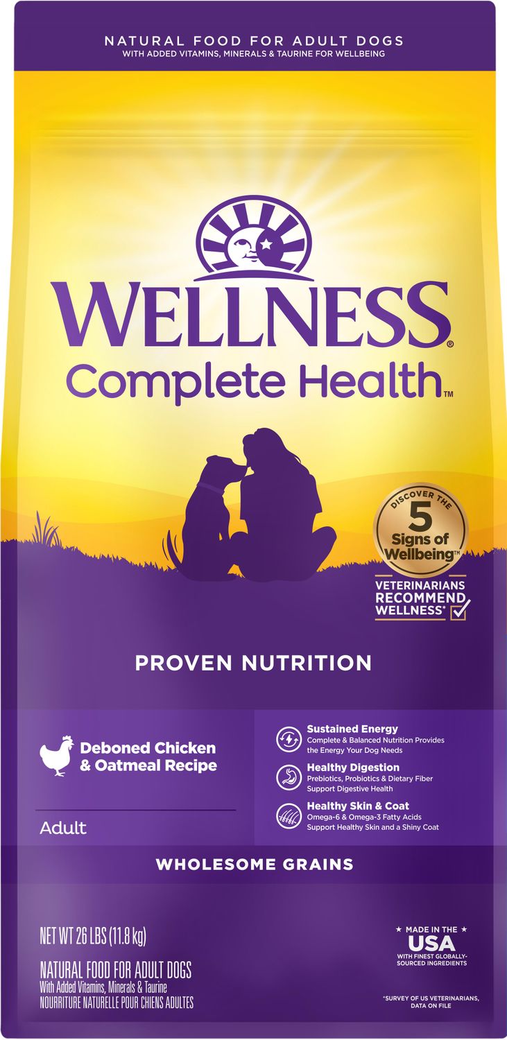 Wellness Complete Health Chicken & Rice Dry Dog Food Premium Adult Nutrition - 26 lbs