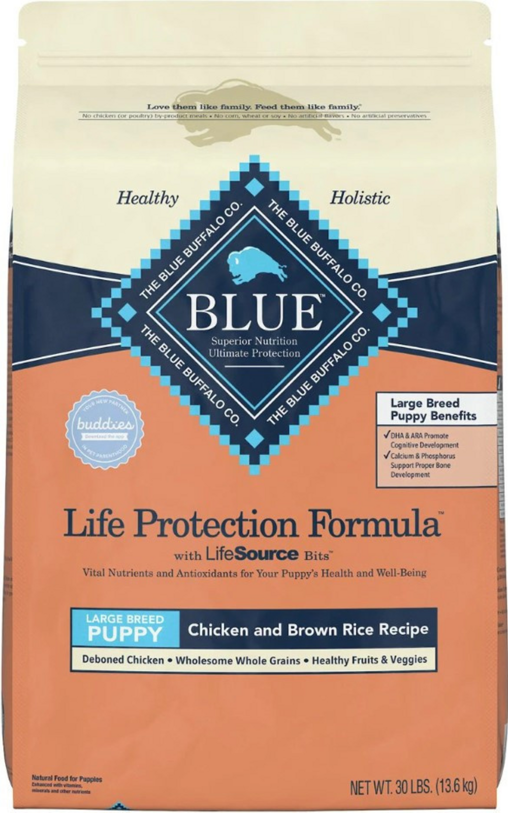 Blue Buffalo Life Protection Formula Large Breed Chicken & Rice Dry Puppy Food, 30 lbs.