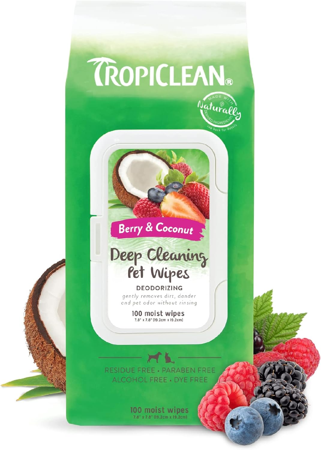 TropiClean Deep Cleaning Wipes for Dogs & Cats (100 Pack)