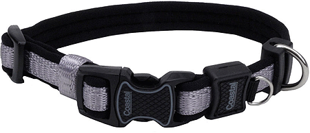 Coastal Inspire Enhanced Core Adjustable Dog Collar Grey, 5/8 in. x 8-12 in.