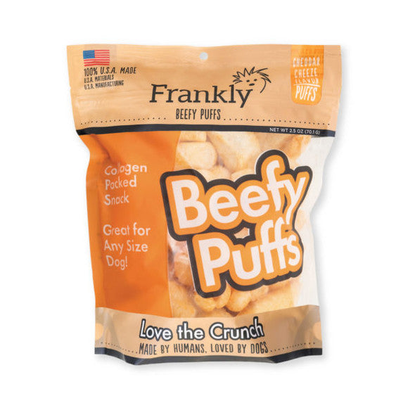 Frankly Cheddar Cheese Flavor Beefy Puffs 100% Usa Made Collagen Packed Snack 5 Ounce Package Dog 5 oz