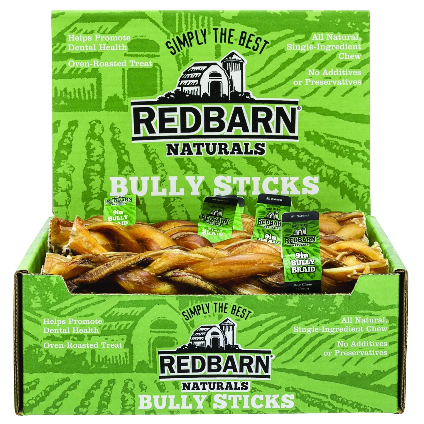 Redbarn Braided Bully Sticks for Dogs, 9 in. (2 Pack)