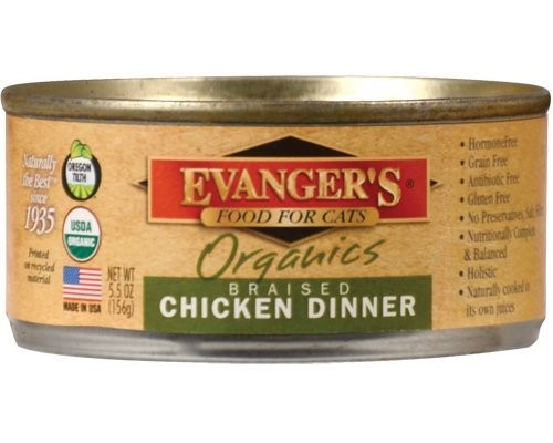 Evanger's Organic Braised Chicken Dinner Wet Cat Food, 10 lbs.