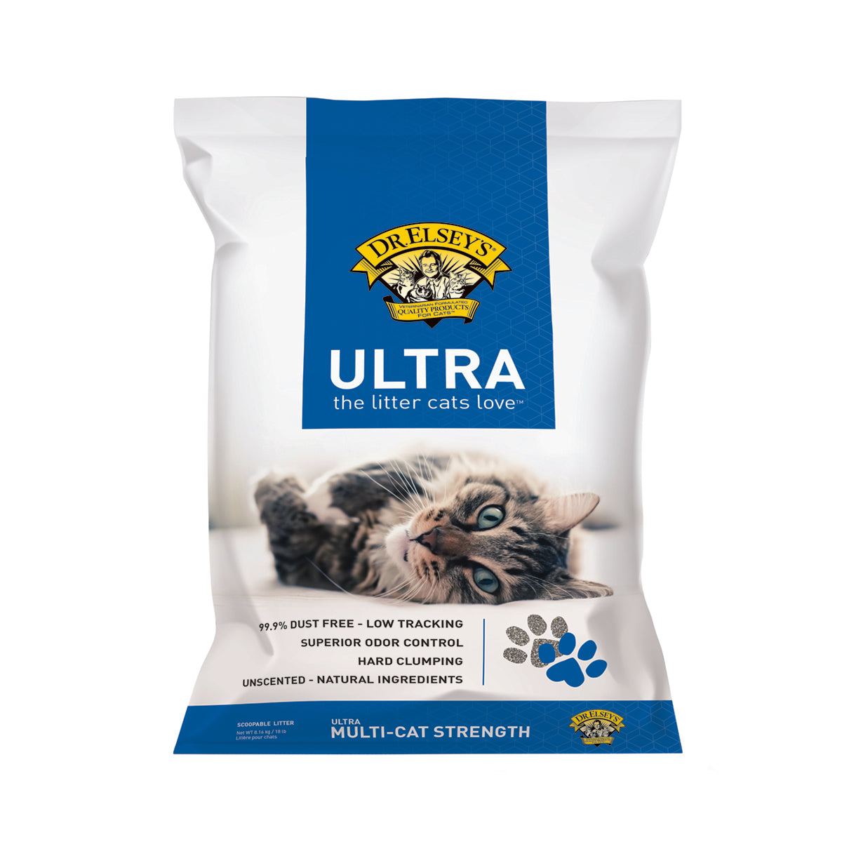 Dr. Elsey's Ultra Unscented Clumping Clay Cat Litter, 18 lbs.