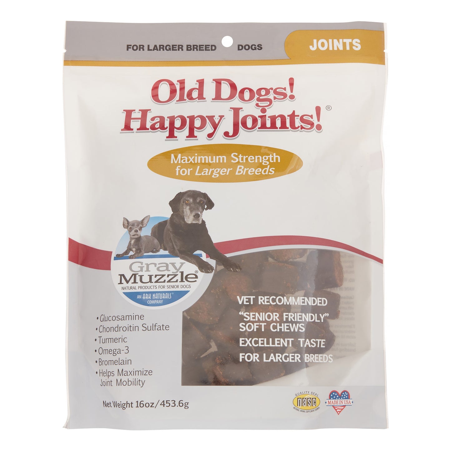 Ark Naturals Gray Muzzle Old Bones Happy Joints Max Strength Dog Chews, 16 oz.
