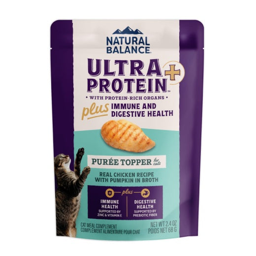 Natural Balance Ultra Protein Immune & Digestive Health Chicken with Pumpkin Puree Cat Food Topper, 2.4 oz.