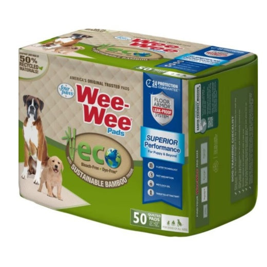 Four Paws Wee-Wee Superior Performance Eco Bamboo Dog Pee Pads, 22 x 23 in. (50 Count)