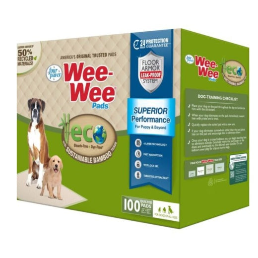 Four Paws Wee-Wee Superior Performance Eco Bamboo Dog Pee Pads, 22 x 23 in. (100 Count)