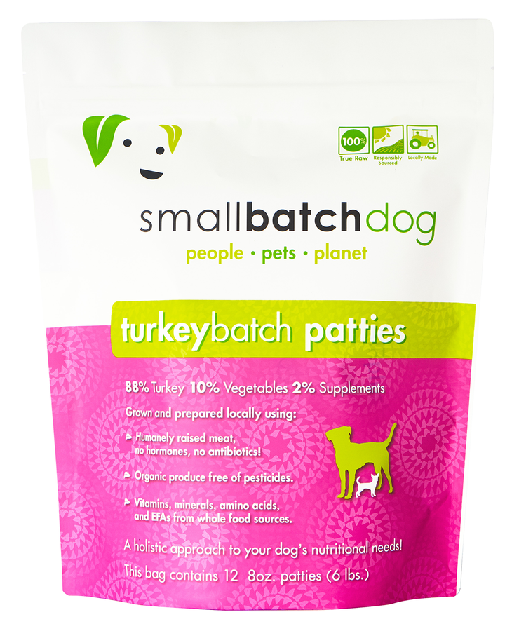 Smallbatch Turkey Frozen Raw Dog Food Patties, 6 lbs.