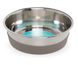 Messy Mutts Stainless Steel Dog Bowl Warm Grey, 8 Cups