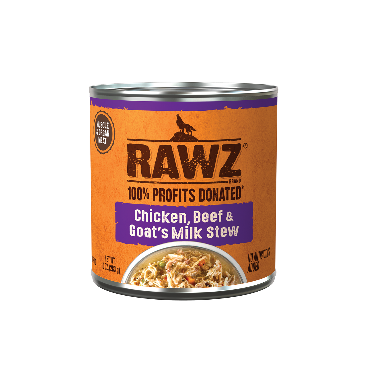 Rawz Chicken, Beef & Goat’S Milk Stew Dog Food 10 oz Can