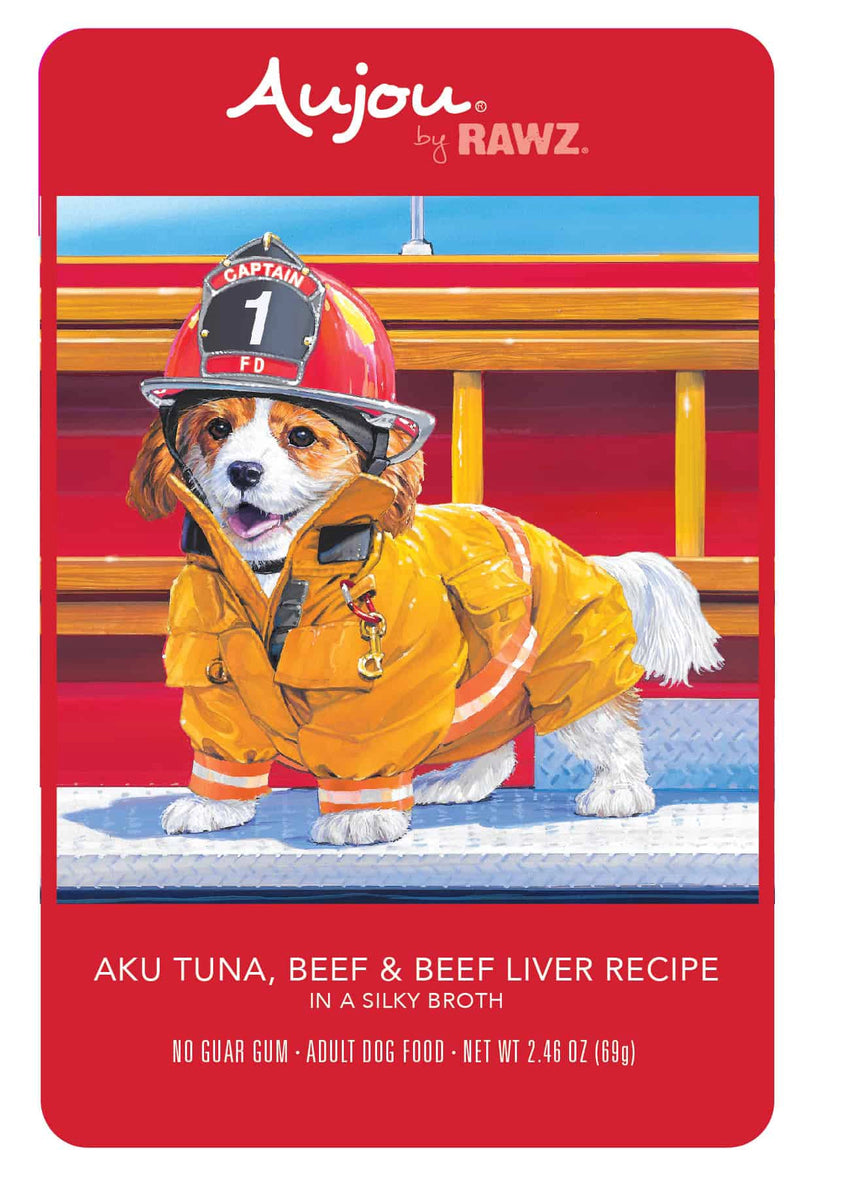 Rawz Aujou Aku Tuna, Beef & Beef Liver Recipe Wet Dog Food, 2.46 oz.