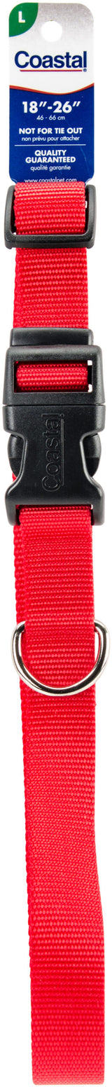Coastal Adjustable Nylon Dog Collar Red, 1 in. x 18-26 in.