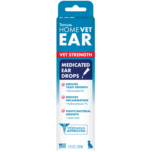 TropiClean HomeVet Medicated Fungal & Yeast Ear Drops for Dogs, 1 oz.