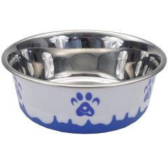 Maslow Design Paw Print Stainless Steel Cat Bowl, 13 oz.