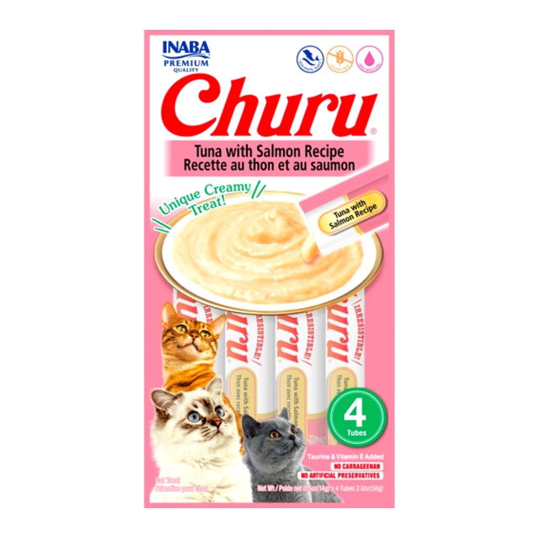 Inaba Churu Tuna & Salmon Lickable Cat Treats, 2 oz. (4 Tubes)