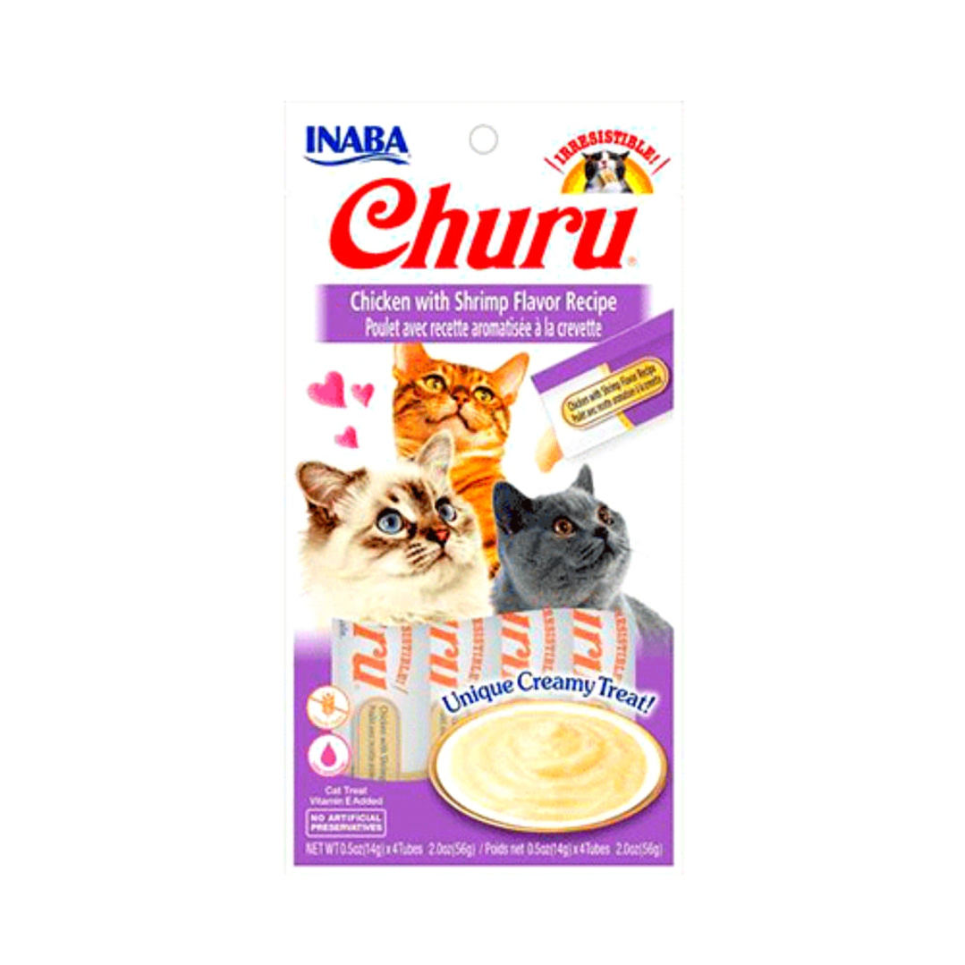 Inaba Churu Chicken with Shrimp Puree Cat Treats, 2 oz. (4 Tubes)