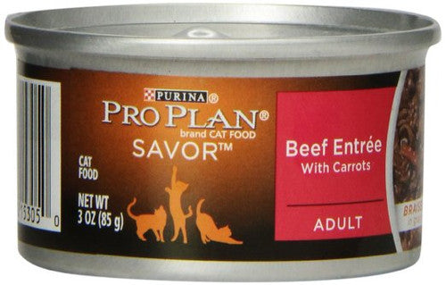 Purina Pro Plan Complete Essentials Adult Beef Entree in Gravy with Carrots Wet Cat Food, 3 oz.