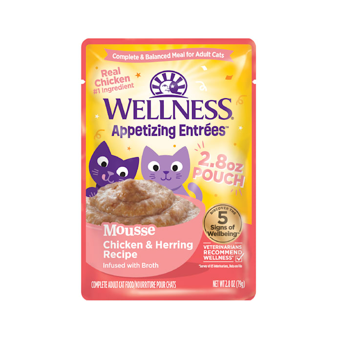 Wellness Appetizing Entrees Mousse Chicken & Herring Wet Cat Food, 2.8 oz.