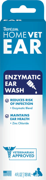 TropiClean HomeVet Enzymatic Ear Cleaner for Dogs & Cats, 2 oz.