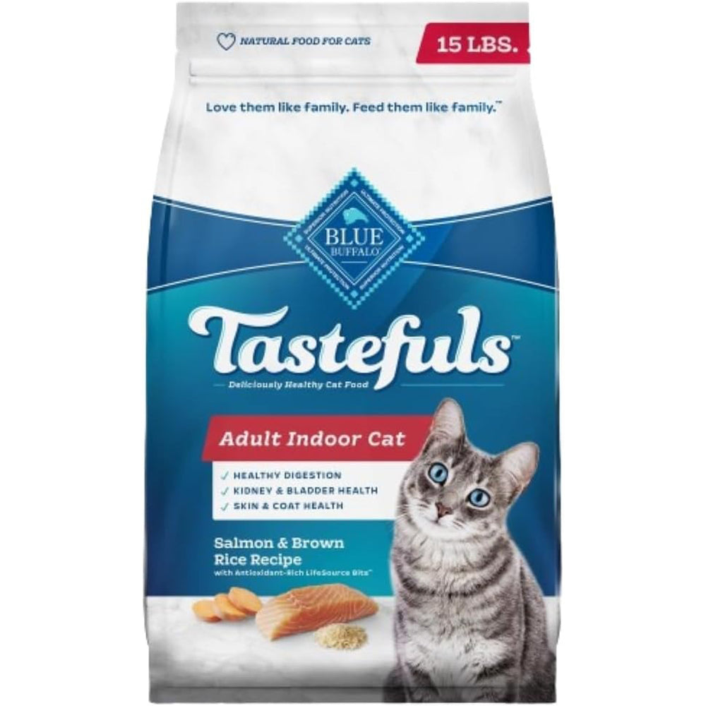 Blue Buffalo Tastefuls Indoor Salmon & Brown Rice Adult Dry Cat Food, 15 lbs.