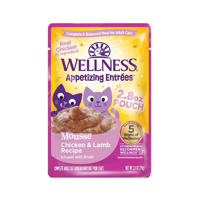 Wellness Appetizing Entrees Mousse Chicken & Lamb Wet Cat Food, 2.8 oz.