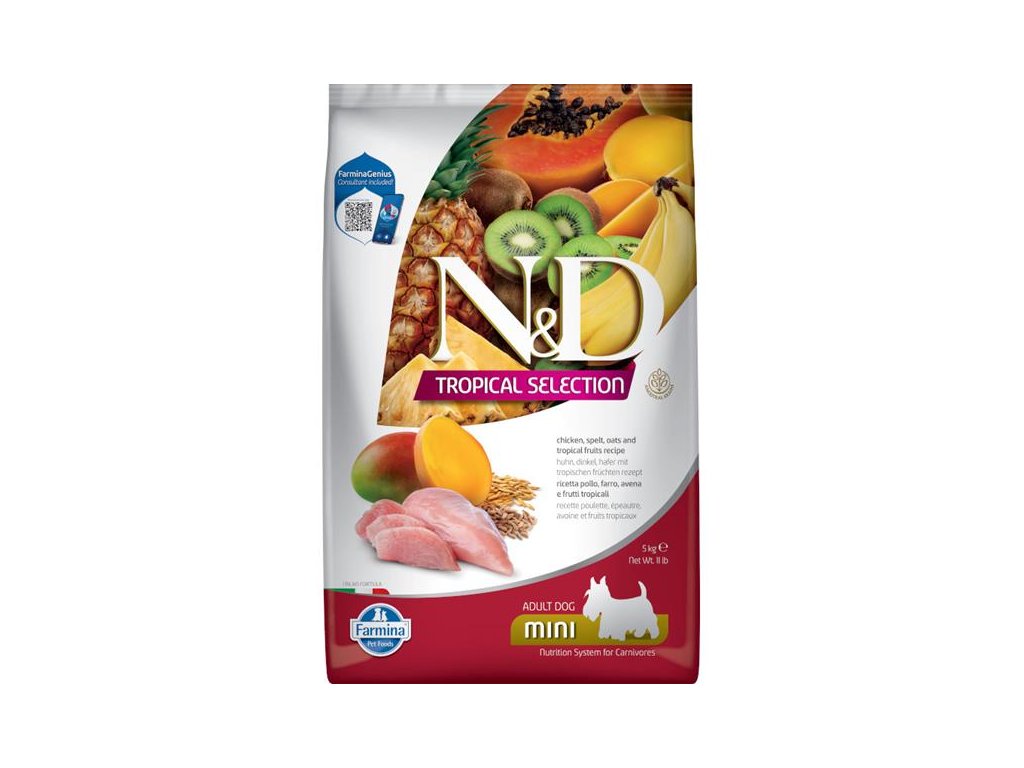 Farmina N&D Tropical Selection Chicken & Tropical Fruits Mini Adult Dry Dog Food, 3.3 lbs.