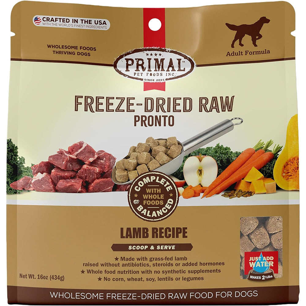 Primal Lamb Formula Freeze-Dried Pronto Dog Food, 16 oz.