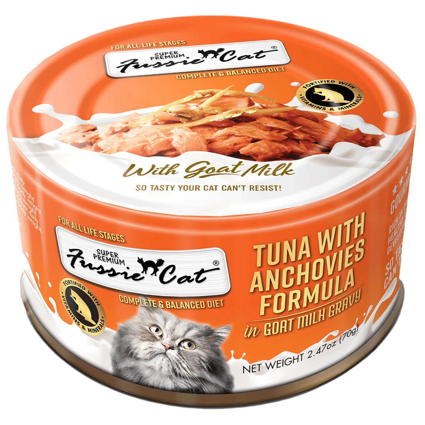 Fussie Cat Premium Canned Cat Food in Goat Milk Gravy, 2.5 oz.